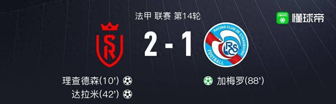 兰斯2-1斯特拉斯堡，达拉米1射1传，理查德森破门